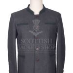 Men's Scottish Charcoal Grey and Navy Wool German Jacket Traditional Highland Military Style