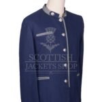 Men's Scottish Navy Blue and Grey German Jacket Traditional Highland Military Style Formal Wear