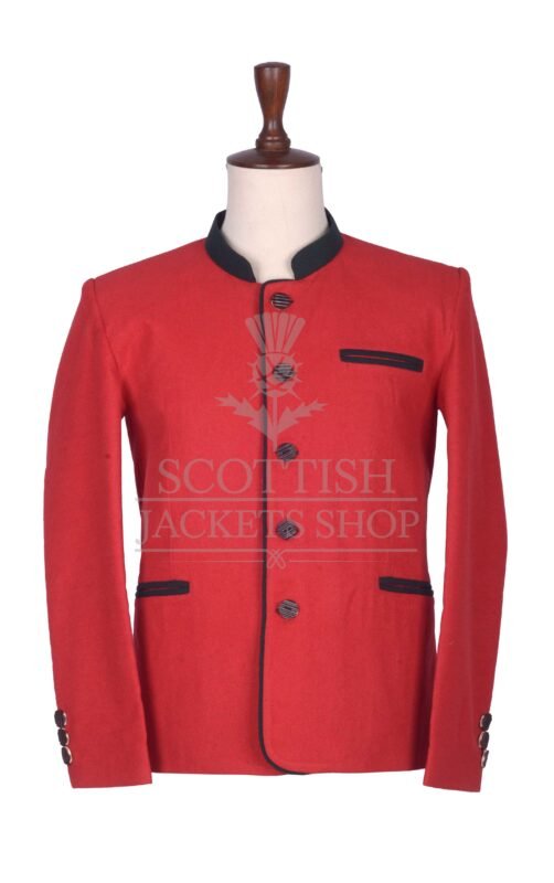 Men's Scottish Red and Black Wool German Jackets