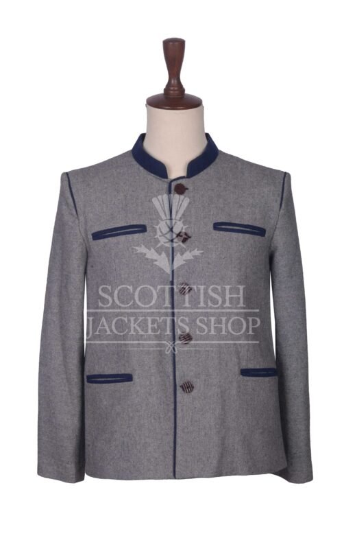 Men's Scottish Grey and Navy Wool German Jackets