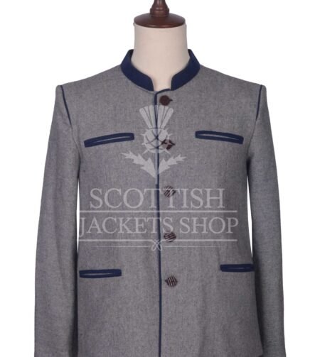 Men's Scottish Grey and Navy Wool German Jackets