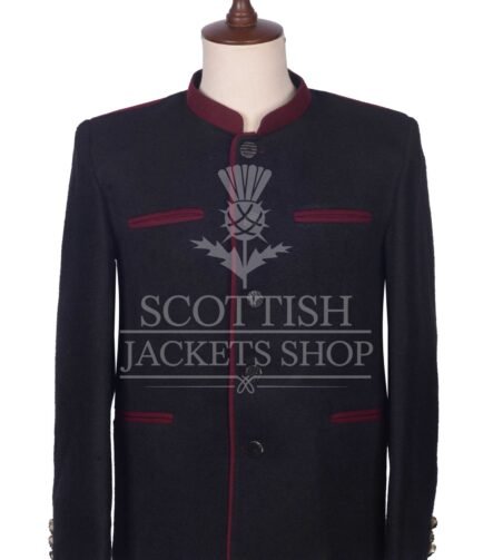 Men's Scottish Black and Red Wool German Jackets
