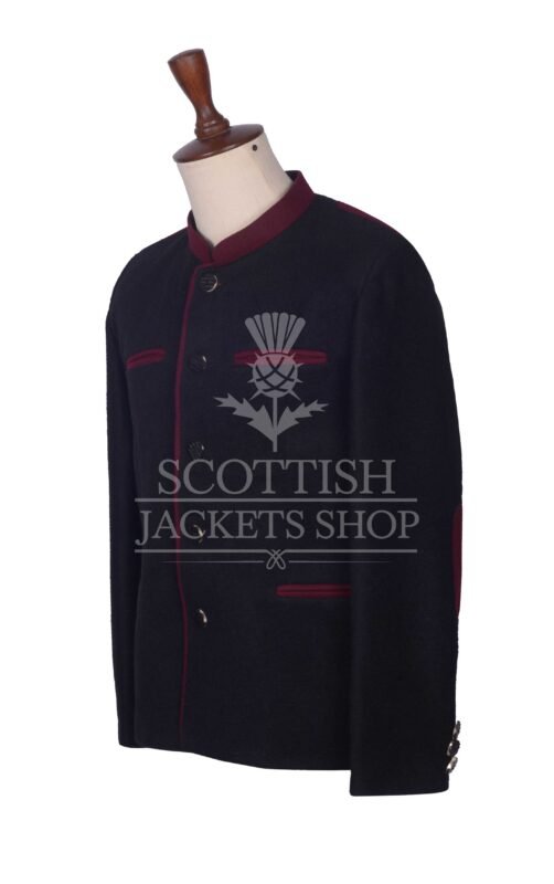 Men's Scottish Black and Red Wool German Jackets