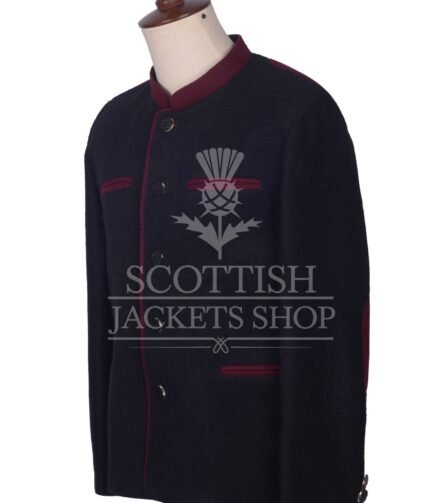 Men's Scottish Black and Red Wool German Jackets