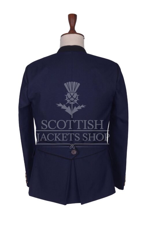 Men's Scottish Navy Blue and Black Wool German Jacket Traditional Highland Military Style