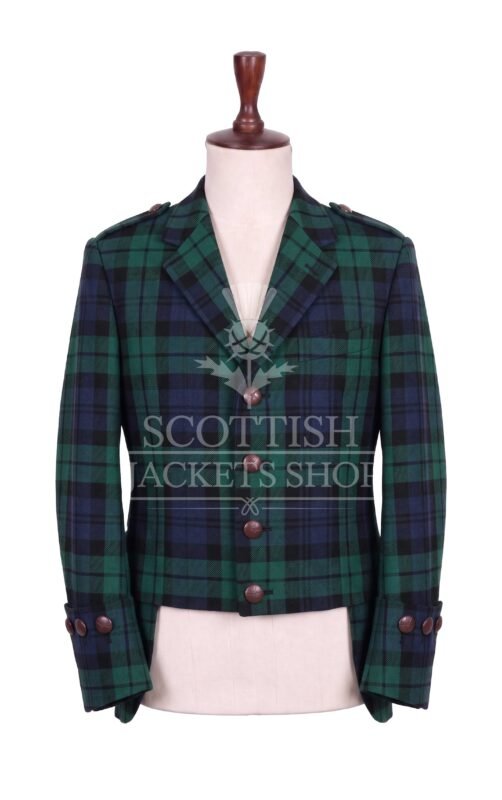 Black Watch Tartan Balmoral Doublet Jacket Traditional Scottish Highland Wear