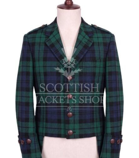 Black Watch Tartan Balmoral Doublet Jacket Traditional Scottish Highland Wear