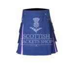 Women's Blue and Pink Wool Mini Skirt