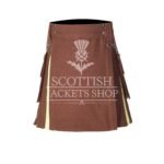 Women's Brown Wool Hybrid Mini Skirt
