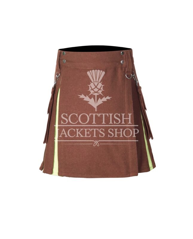 Women's Brown Wool Hybrid Mini Skirt