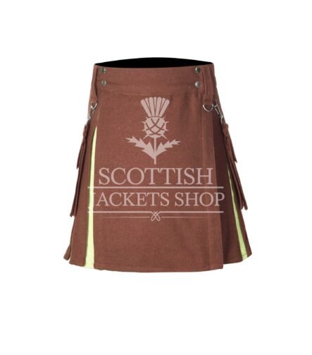 Women's Brown Wool Hybrid Mini Skirt