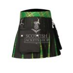 Women's Irish Tartan Black Hybrid Mini Skirt crafted from premium wool with authentic Irish tartan and modern black hybrid design