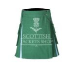Women's Lovat Green and Sky Blue Wool Hybrid Mini Skirt