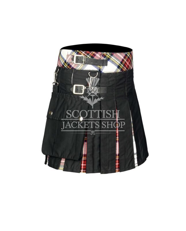 Women's Macdonald Dress Tartan Black Hybrid Mini Skirt crafted from premium wool with authentic Scottish tartan and modern hybrid design