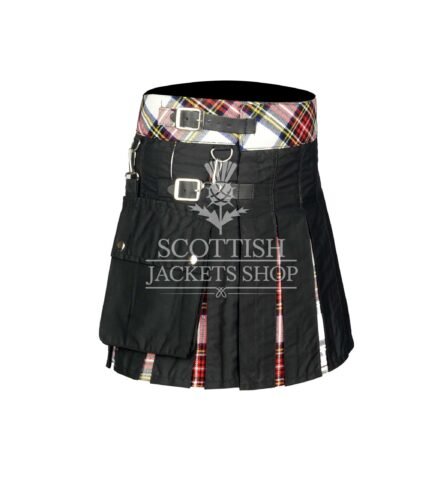 Women's Macdonald Dress Tartan Black Hybrid Mini Skirt crafted from premium wool with authentic Scottish tartan and modern hybrid design
