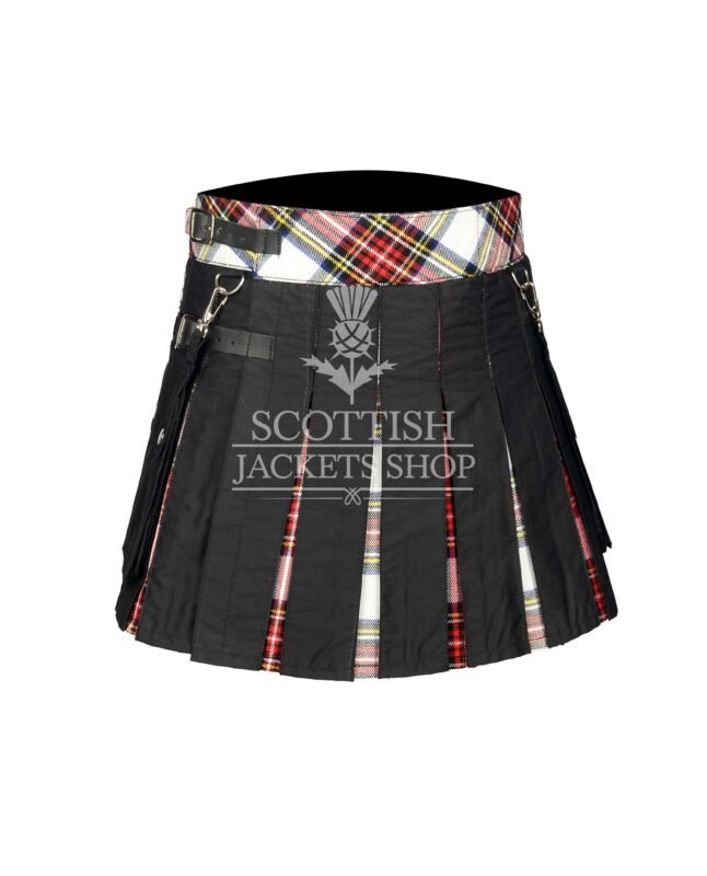 Women's Macdonald Dress Tartan Black Hybrid Mini Skirt crafted from premium wool with authentic Scottish tartan and modern hybrid design