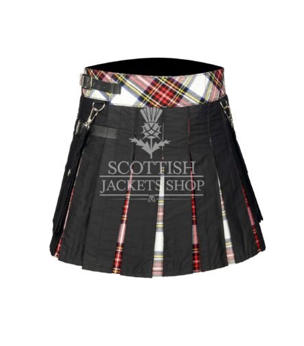Women's Macdonald Dress Tartan Black Hybrid Mini Skirt crafted from premium wool with authentic Scottish tartan and modern hybrid design