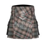 Women's Mackenzie Weathered Tartan Skirt in traditional Scottish weathered tartan pattern front view