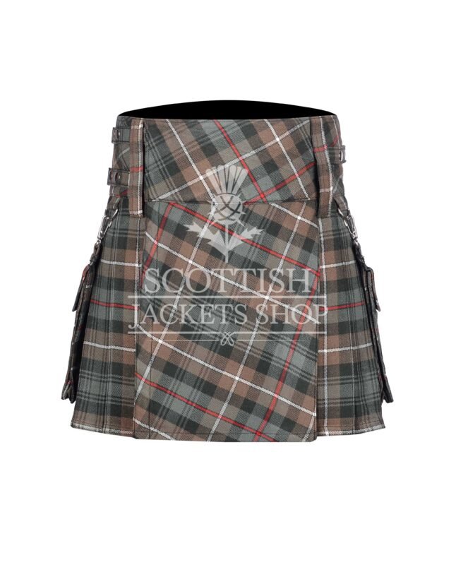 Women's Mackenzie Weathered Tartan Skirt in traditional Scottish weathered tartan pattern front view