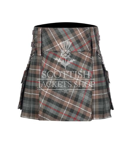 Women's Mackenzie Weathered Tartan Skirt in traditional Scottish weathered tartan pattern front view