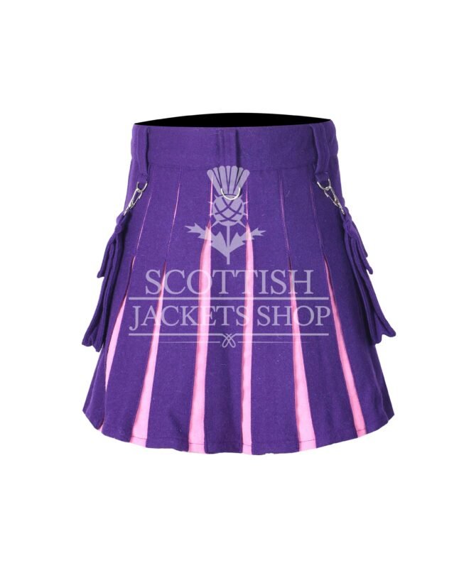 Women's Purple and Pink Wool Hybrid Mini Skirt with premium Scottish-inspired wool design