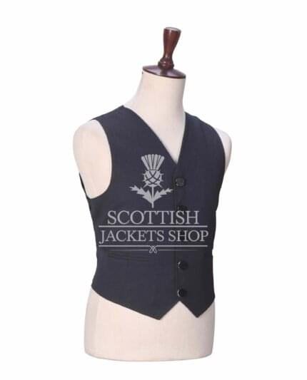 Charcoal Wool 5 Buttons Argyll Waistcoat