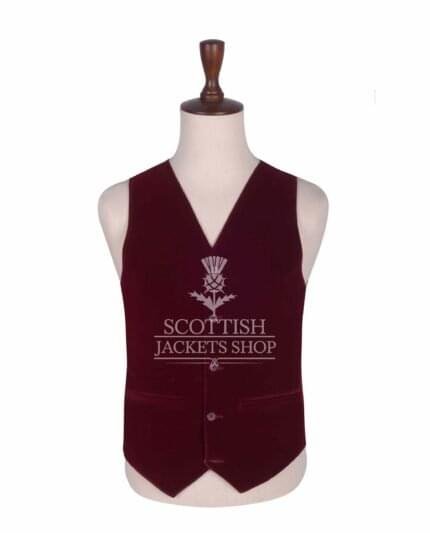 Red Vine Velvet 5 Buttons Argyll Waistcoat