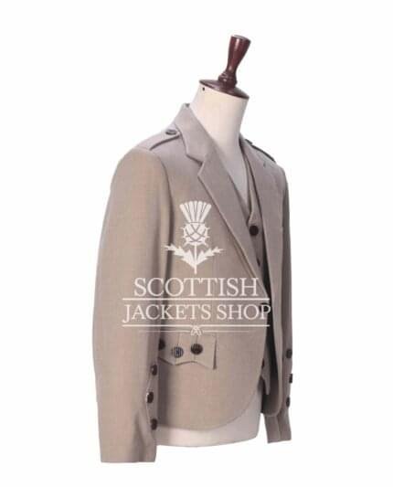 Tan Wool 5 Buttons Argyll Jacket