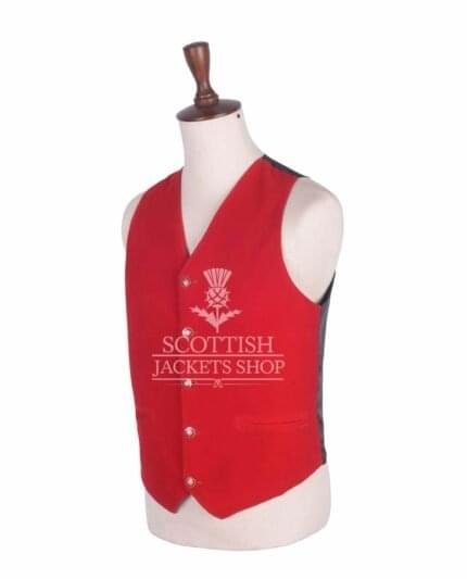 Red Velvet 5 Buttons Argyll Waistcoat