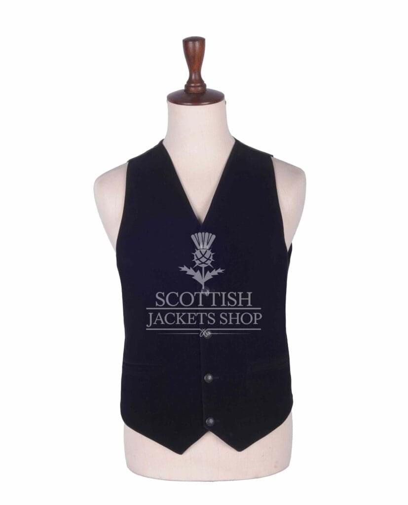 Black Velvet 5 Buttons Argyll Waistcoat