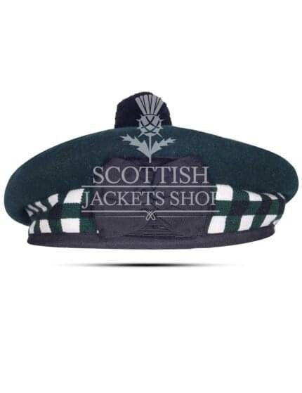 Green Wool Green White Black Diced Balmoral Cap