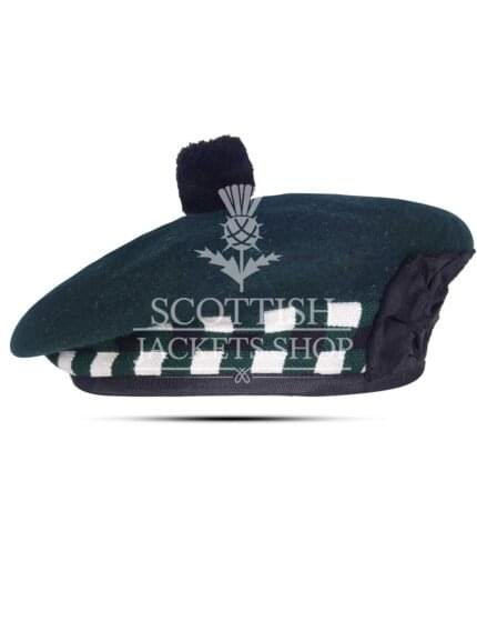 Green Wool Green White Black Diced Balmoral Cap