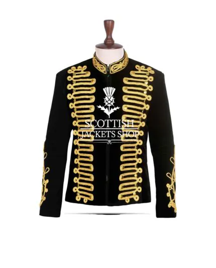 Black Velvet Gold Braided Hussar Jacket