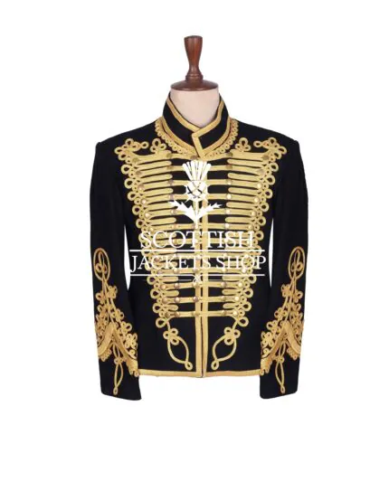 Black Wool Gold Braided Hussar Jacket