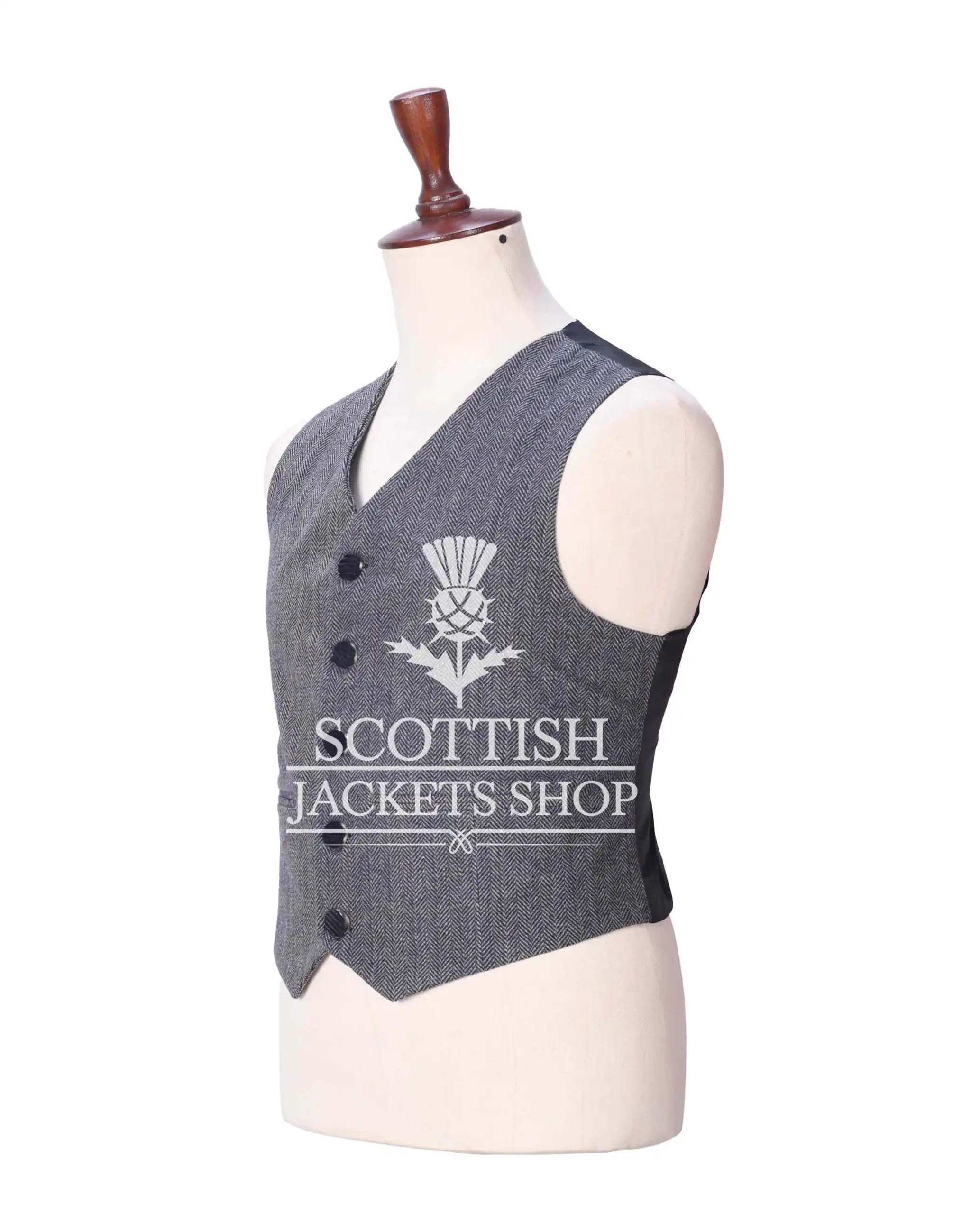 Gray Tweed 5 Buttons Argyll Waistcoat