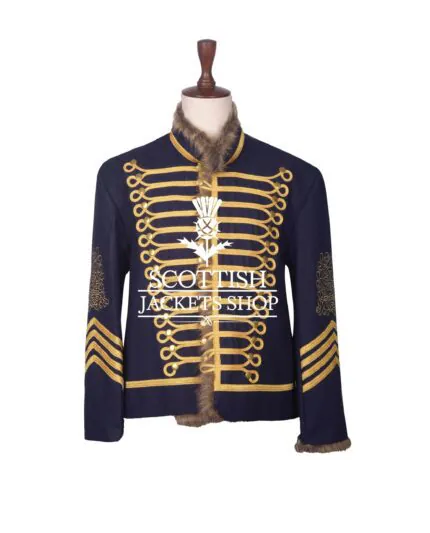 Navy Blue Wool Gold Braided Drummer Doublet Jacket