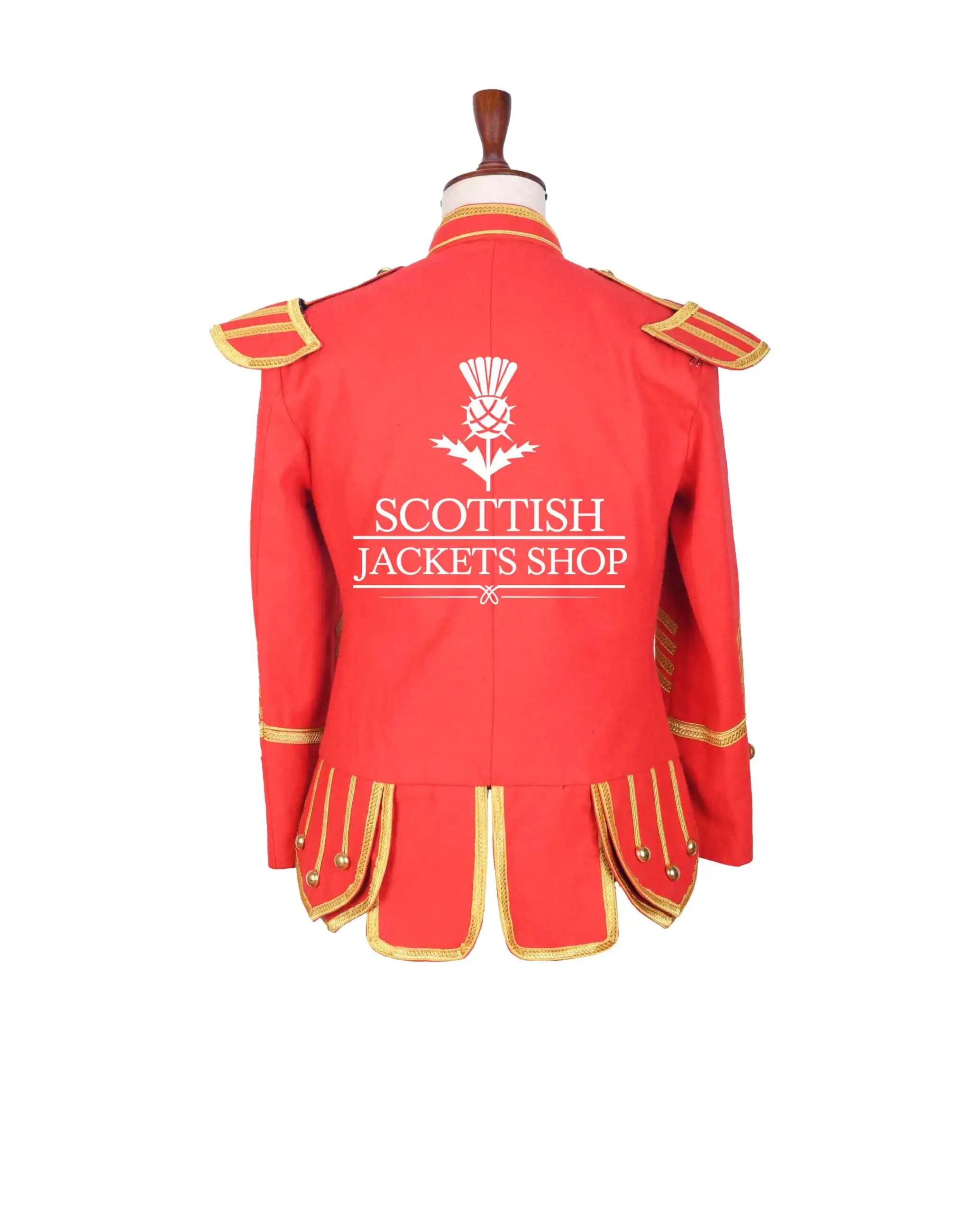 Red Wool Scottish Military Drummer Jacket