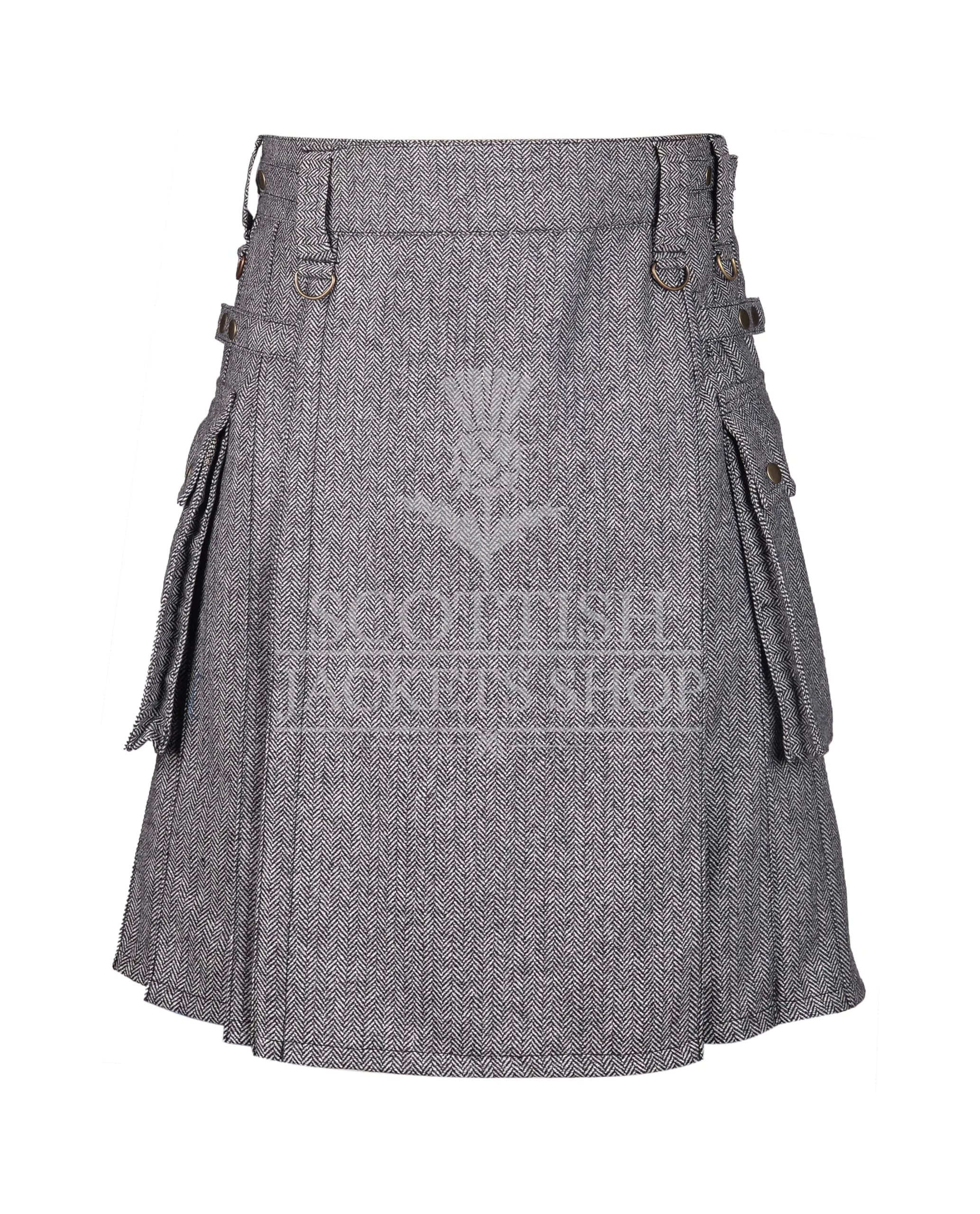 Gray Tweed Utility Kilt (2)