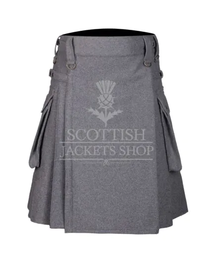 Gray Wool Utility Kilt