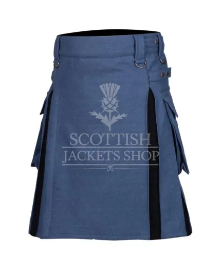 Lovat Blue Wool and Black Wool Hybrid Kilt