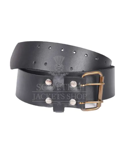 Scottish Handmade Black Leather Kilt Belt
