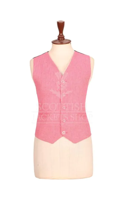 Women's Pink Subtle herringbone blazer Jacket and waistcoat